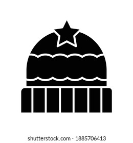 Star beanie hat winter headgear line icon