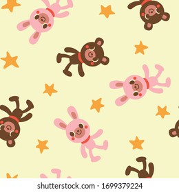 Star bear and rabbit illustration material pattern

