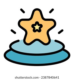 Star benchmark icon outline vector. Business unit. App industry color flat