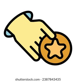 vector de contorno de icono de referencia de estrella. Comparar líder. Color plano de unidad de tiempo