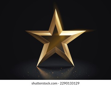 Star best podium award sign, golden object. Vector illustration