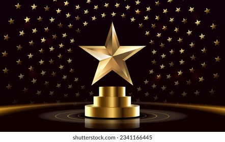 Señal de premio al mejor podio de la estrella, objeto dorado. Ilustración del vector