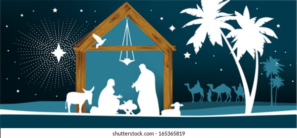 Star of Bethlehem. All elements and textures are individual objects. Vector illustration scale to any size.
