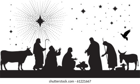 Star of Bethlehem. All elements and textures are individual objects. Vector illustration scale to any size.