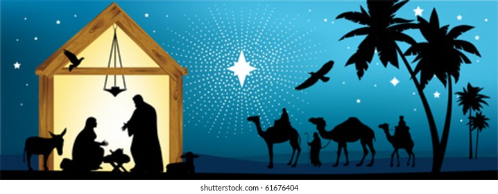 Star of Bethlehem. All elements and textures are individual objects. Vector illustration scale to any size.