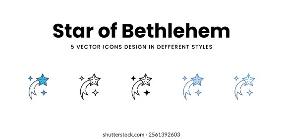 Star of Bethlehem icons in different style vector stock illustration