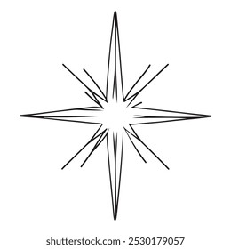 Estrella de Belén. Símbolo del nacimiento de Jesús. Un dibujo de línea. Ilustración vectorial