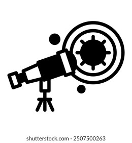 Star binoculars icon in glyph style. Astronomy icon in glyph style. Icon about hobbies