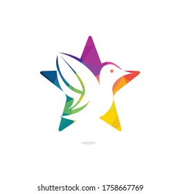 Star bird vector logo design. Creative bird and star icon.