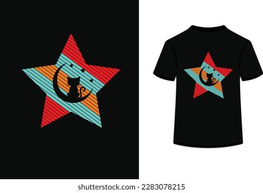 Star Black Cat T-Shrit Design.