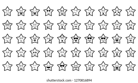 Star black emoticons , vector illustration 