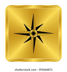 star - black vector icon;  gold button