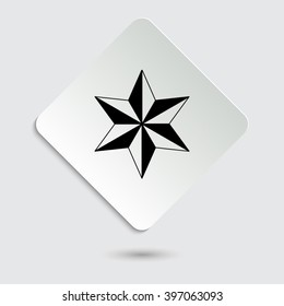 star - black vector icon  on a paper button