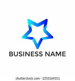 Star blue gradient logo design vector template