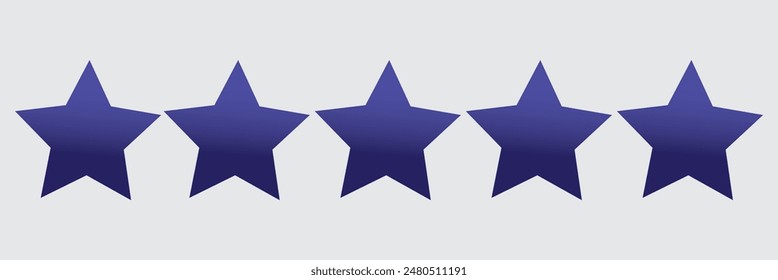 Star blue icon on transparent background. Customer feedback concept. Vector 5 stars rating review. Quality shape design. Vector yellow isolated five stars.