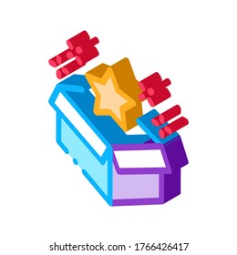 Star Bonus Box Icon Vector. Isometric Star Bonus Box sign. color isolated symbol illustration