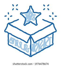 Star Bonus Box sketch icon vector. Hand drawn blue doodle line art Star Bonus Box sign. isolated symbol illustration
