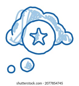 Star Bonus Cloud Sketch Symbol Vektorgrafik. Handgezeichnete blaue Linie Art Star Bonus Cloud Schild. einzelne Symbolillustration