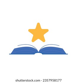 star in book icon, illustration of a star popping up from inside the book