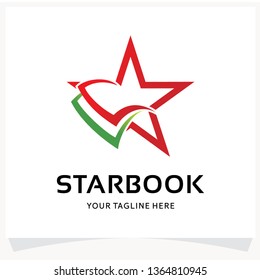 Star Book Logo Design Template Inspiration