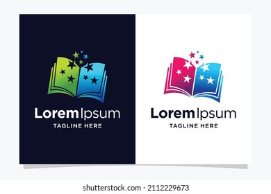 logotipo de libro estrella con concepto de color degradado