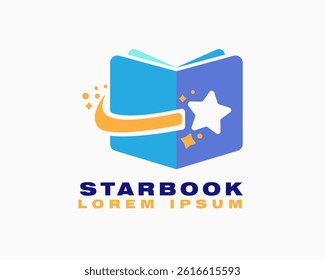 star book logo vector. star and book illustration icon template