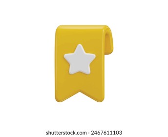 star with book mark icon 3d rendering vector illustration