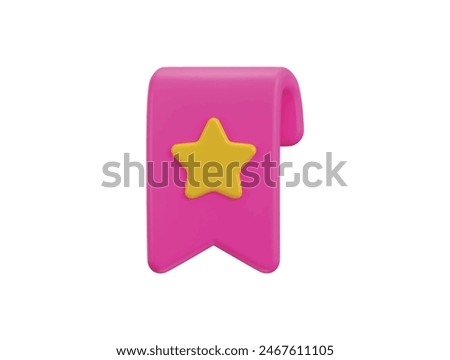 star with book mark icon 3d rendering vector illustration
