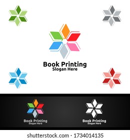 Star Book Printing Company Vector Logo Design for  Book sell, Book store, Media, Retail, Advertising, Newspaper or Paper Agency Concept
