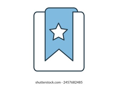 star bookmark icon. icon related to education and online education. suitable for web site, app, user interfaces, printable etc. flat line icon style. simple vector design editable