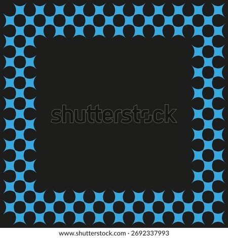 Star border frame. Blue asterisk pattern. Square decorative element. Vector geometric art. EPS 10.