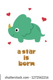 A star is born. Cute dinosaur. Vector illustration