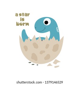 A star is born. Cute dinosaur vector illustration.