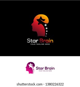 star brain logo designs template, head brain logo designs