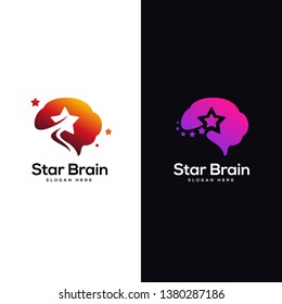 star brain logo designs template, head brain logo designs