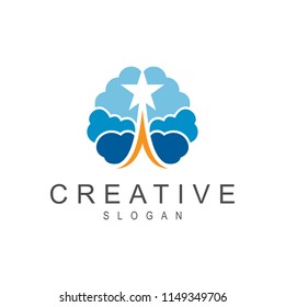 star brain logo, brain with star launch logo