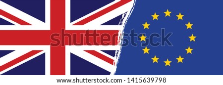 Star. Brexit negotiate. Negotiation referendum agreement, no deal exit concept, Britain, England London or Brussel, Europe, Europa, EU or British flag symbol Exchange, tax, Boris Johnson.