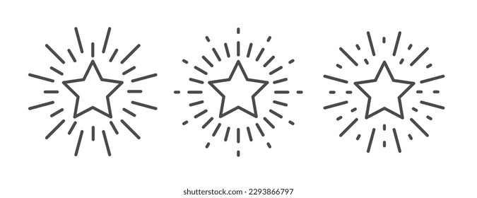 Juego de iconos editable de línea brillante de estrella