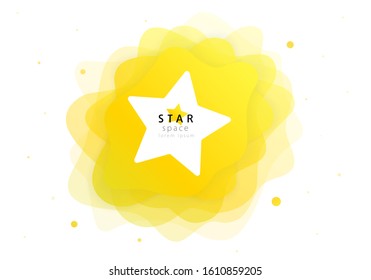 Star with bright liquid gradient yellow colors. 3d space of shapes elements with fluid wave. Abstract exotic fruit carambola. Modern vector illustration design layout on white background