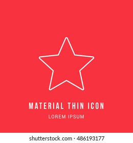 Star Bright red material designed line thin flat icon / logo