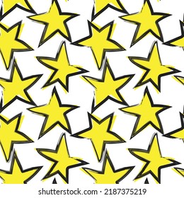 Star brush stroke seamless pattern design for fashion textiles and graphics