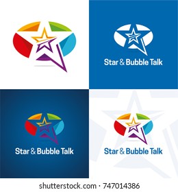 Star & Bubble Talk Icon And Logo - Vector Illustration