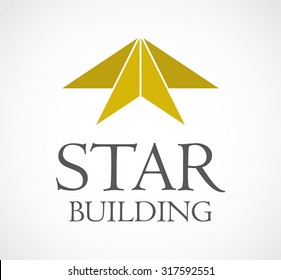Star building real estate gold abstract vector logo design template property business icon company identity symbol concept