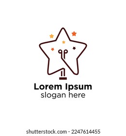 star and bulb logo concept, technology logo inspiration