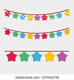 star bunting and garland vector set 
