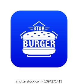 Star burger icon blue vector isolated on white background