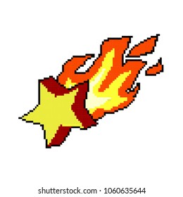 Star, burning star vector illustration in pixels art