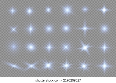 The star burst with brilliance, glow bright star, blue glowing light burst on transparent background, sun rays, blue light effect, flare of sunshine with rays, vector illustration, eps 10