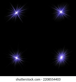 The star burst with brilliance, glow bright star, purple glowing light burst on a transparent background, violet sun rays, golden light effect, flare of sunshine with rays, vector illustration, eps 10