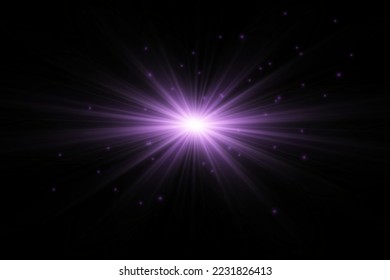 The star burst with brilliance, glow bright star, purple glowing light burst on a transparent background, violet sun rays, golden light effect, flare of sunshine with rays, vector illustration, eps 10